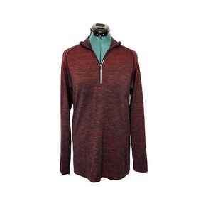 Lululemon Pullover‎ Mens Small Red Black Metal Vent Tech 1/2 Zip Long Sleeve